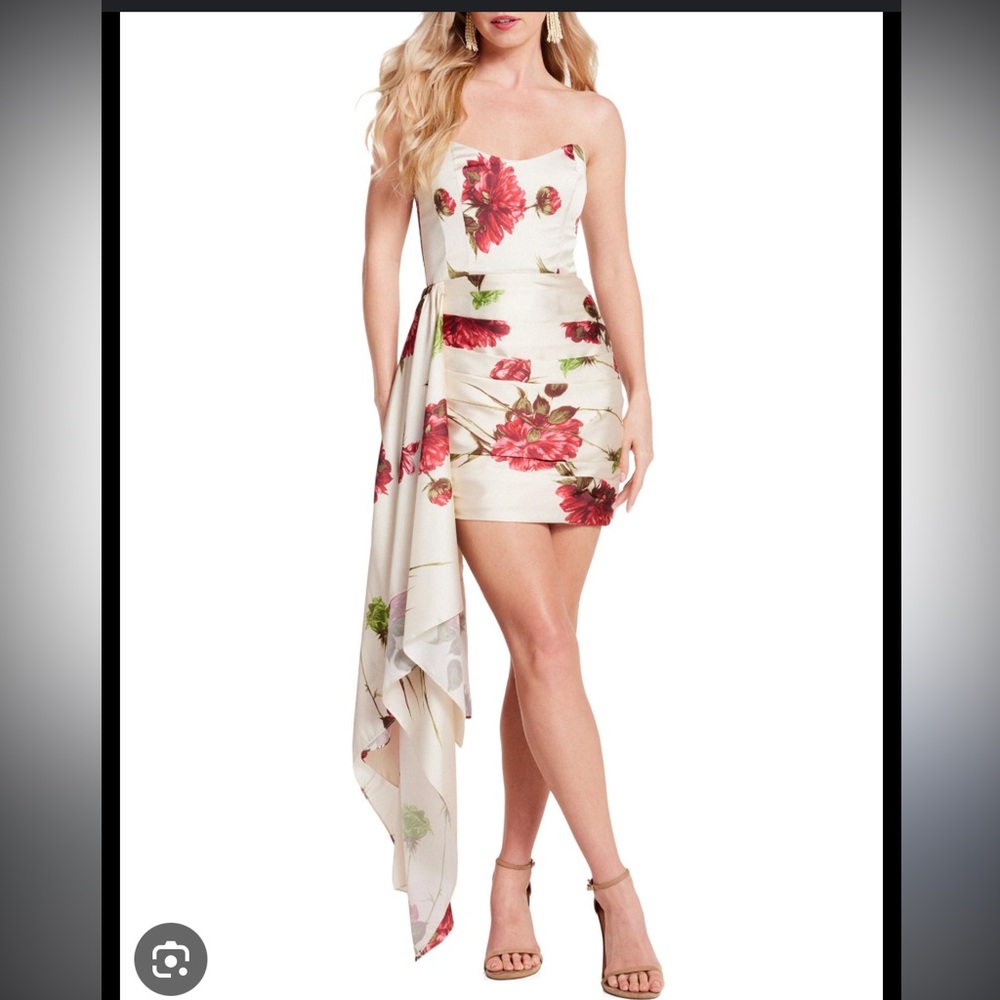 Katie May Chasing Dawn Floral Satin Cocktail Dress